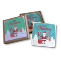 Custom Label on Gift Box Set with 4 Custom Printed Square Coasters